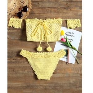 Crochet Knit Bandeau Bikini Set